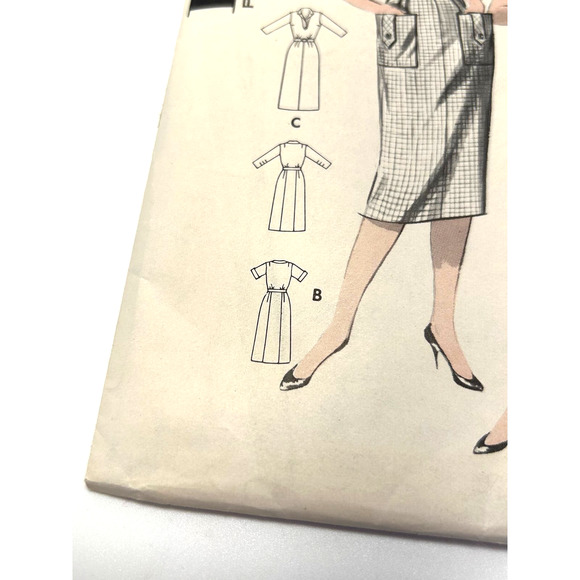 Butterick Vintage 1950's Pattern #8512 Women's Half Size Shirt Dress Size 14.5 - Picture 5 of 6